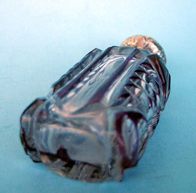 PURPLE OVERLAY FLIP TOP SCENT BOTTLE STERLING TOP COOL!