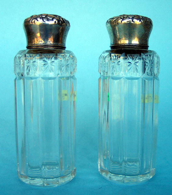 MATCHED PAIR OF CUT GLASS & GORHAM VICTORIAN STERLING PERFUME