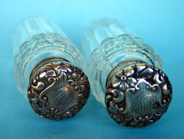 MATCHED PAIR OF CUT GLASS & GORHAM VICTORIAN STERLING PERFUME