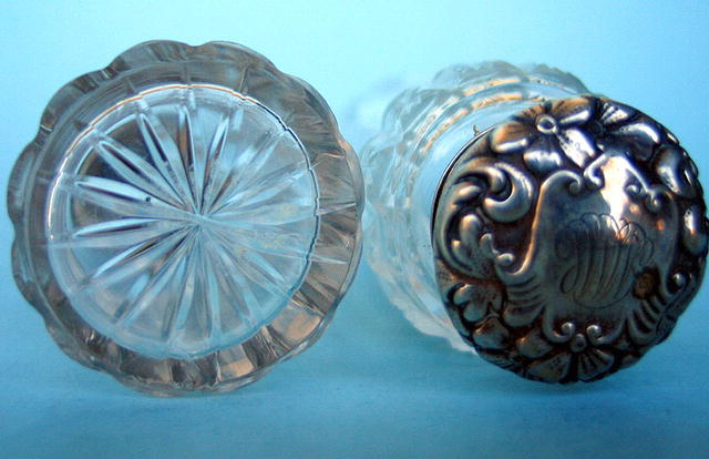 MATCHED PAIR OF CUT GLASS & GORHAM VICTORIAN STERLING PERFUME