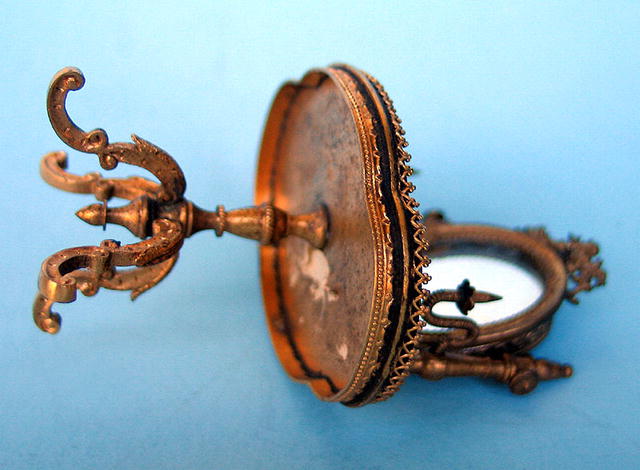 FRENCH ENAMEL DRESSING TABLE W/ LOCKET CANDLESTICK WOW
