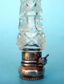 FINE CUT GLASS AND STERLING LAYDOWN SCENT PERFUME BOTTLE