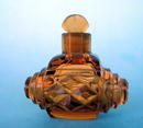 UNUSUAL AMBER CUT KEG SHAPED PERFUME BOTTLE DIFFERENT
