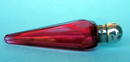 GREAT STERLING AND RED GLASS LAYDOWN PERFUME BOTTLE