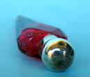 GREAT STERLING AND RED GLASS LAYDOWN PERFUME BOTTLE