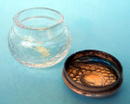 EXCELLENT HAND HAMMERED LOOK GLASS STERLING COVERED
