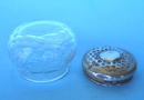 EXCELLENT HAND HAMMERED LOOK GLASS STERLING COVERED