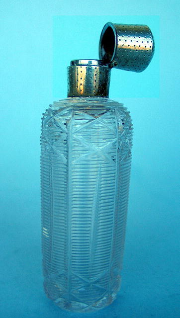 FINE CUT GLASS AND STERLING SCENT BOTTLE QUALITY WORK