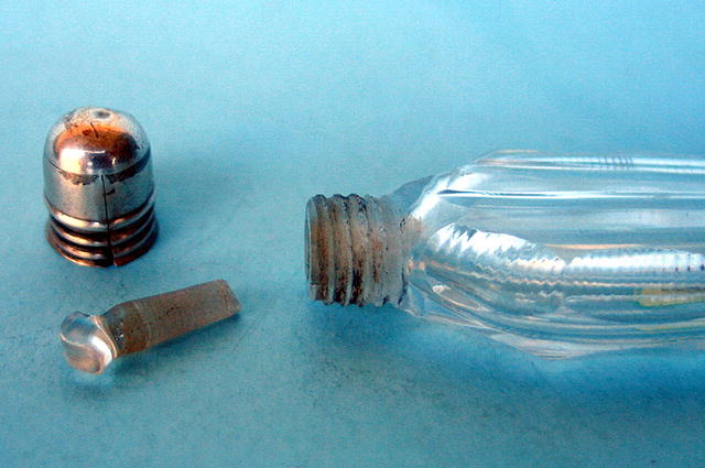 FINE CUT GLASS AND SILVER LAYDOWN PERFUME SCENT BOTTLE