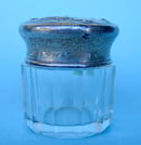FINE VICTORIAN STERLING TOPPED GLASS POWDER JAR perfume scent