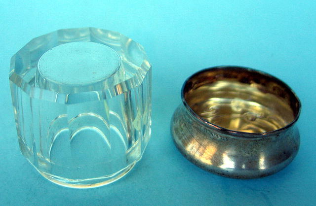 FINE VICTORIAN STERLING TOPPED GLASS POWDER JAR perfume scent