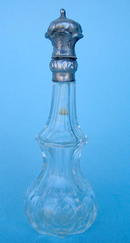 FINE TALL UNUSUAL SHAPED SCENT BOTTLE WITH STERLING TOP