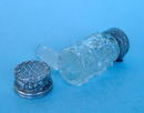 NICE CUT GLASS AND SILVER PERFUME SCENT BOTTLE STOPPER