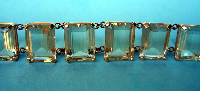 QUALITY HEAVY CITRINE 14K GOLD BRACELET W/SAFETY CATCH