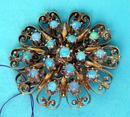 BEAUTIFUL JELLY OPAL AND 14K GOLD PIN BROOCH HALF OUNCE