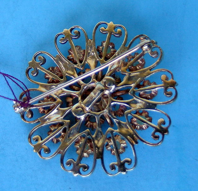 BEAUTIFUL JELLY OPAL AND 14K GOLD PIN BROOCH HALF OUNCE
