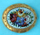 ETRUSCAN MICROMOSAIC BROOCH PIN 14K GOLD VICTORIAN NICE