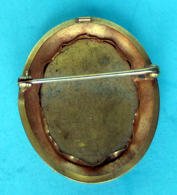 ETRUSCAN MICROMOSAIC BROOCH PIN 14K GOLD VICTORIAN NICE