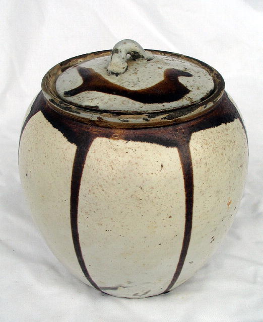 DO TAMBA POTTERY STONEWARE JAR & LID RARE WHITE