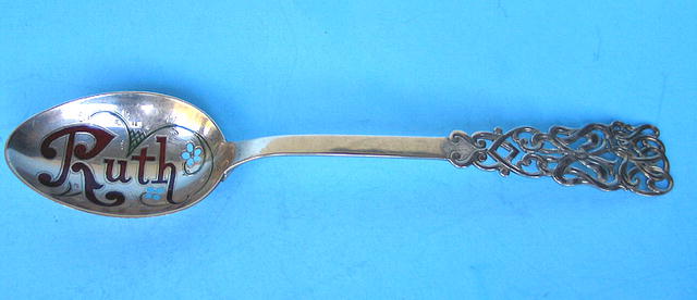 INCREDIBLE 14K GOLD SPOON ENAMELED RUTH DATED 3/1/20
