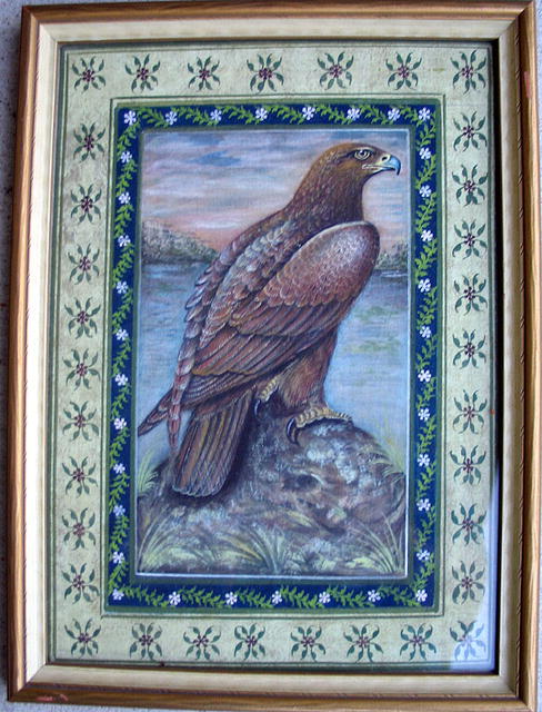INCREDIBLE PASTEL PAINTING OF EAGLE ON ROCK WOW