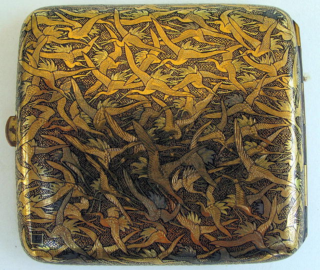 INCREDIBLE SIGNED KOMAI BOX w/100s OF CRANES MEIJI WOW