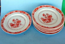 CHINESE EXPORT PLATES (7) ORANGE WITH BUTTERFLIES NICE