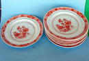 CHINESE EXPORT PLATES (7) ORANGE WITH BUTTERFLIES NICE