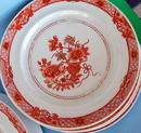 CHINESE EXPORT PLATES (7) ORANGE WITH BUTTERFLIES NICE