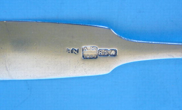 RUSSIAN 84 SILVER MARKED LADLE OR OLIVE SPOON