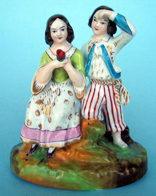 VICTORIAN STAFFORDSHIRE FIGURE OF COUPLE FINE QUALITY