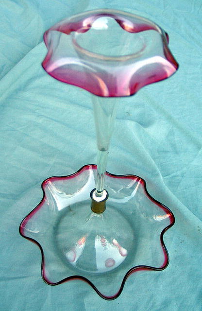 Victorian Cranberry Art Glass Epergne Cranberry single