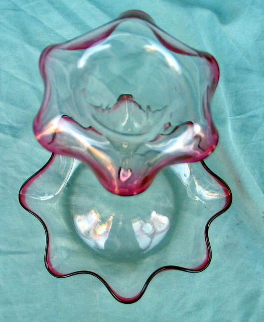 Victorian Cranberry Art Glass Epergne Cranberry single