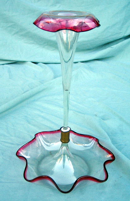 Victorian Cranberry Art Glass Epergne Cranberry single