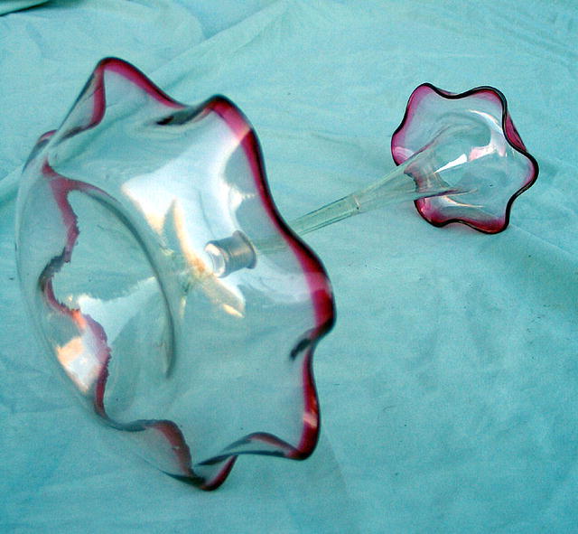 Victorian Cranberry Art Glass Epergne Cranberry single