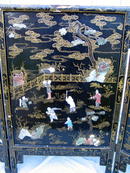 LARGE CHINESE SCREEN W/ JADE IVORY SERPENTINE CARVINGS