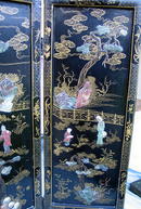 LARGE CHINESE SCREEN W/ JADE IVORY SERPENTINE CARVINGS