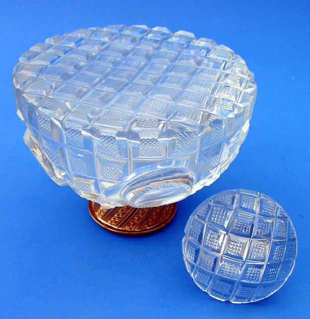 EARLY CUT GLASS INKWELL / PERFUME SCENT BOTTLE