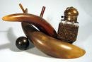 UNUSUAL HORN INK WELL WITH COW HORNS WESTERN