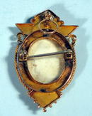 VICTORIAN 14K ETRUSCAN BROOCH W/ HAND PAINTED INSERT