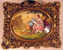 SIGNED VIENNESE ENAMEL COURTING COUPLE IN BRASS