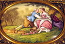 SIGNED VIENNESE ENAMEL COURTING COUPLE IN BRASS