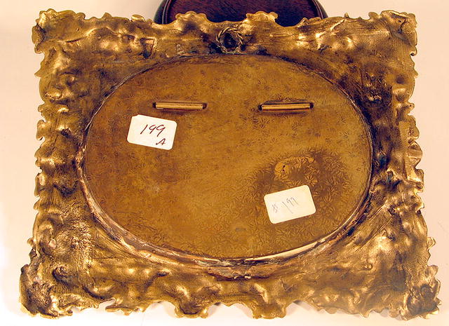 SIGNED VIENNESE ENAMEL COURTING COUPLE IN BRASS