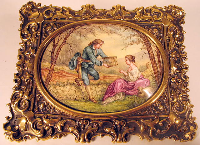 AUSTRIAN VIENNESE ENAMEL MAN W/BIRDCAGE IN