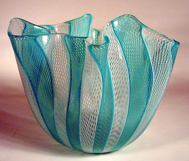 Signed Venini Fazzoletto corroso Handkerchief Murano