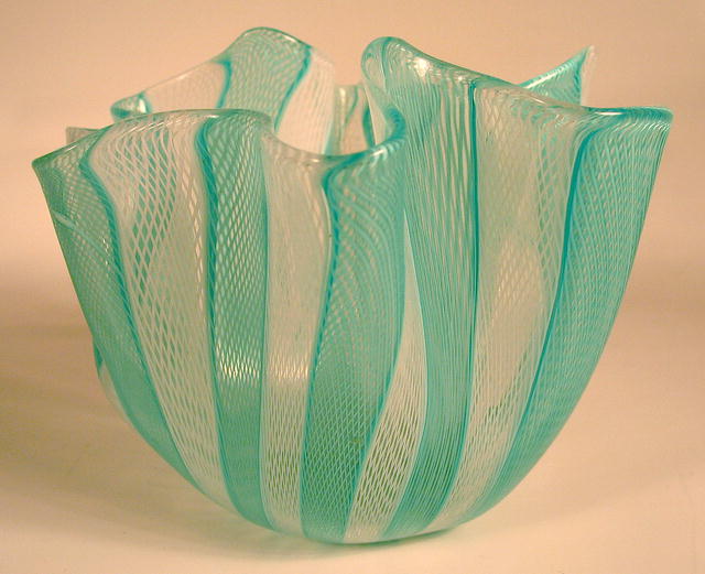 Signed Venini Fazzoletto corroso Handkerchief Murano