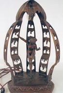 FINE BRONZE ART DECO LAMP W/ NUDE WOMAN DANCER