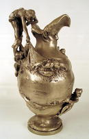 STUNNING SILVERED BRONZE ART NOUVEAU JUG WOMEN FISH