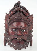 WELL CARVED CHINESE WOOD MASK INLAID EYES c1850