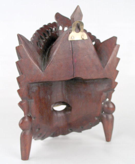 WELL CARVED CHINESE WOOD MASK INLAID EYES c1850